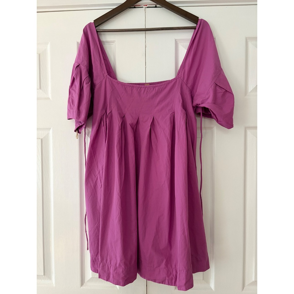 Free People Spring Bud Mini Dress Magenta Purple Smocked Back OB2058172 XL